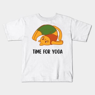 Multicoloured Illustrated Cat Time For Yoga Kids T-Shirt